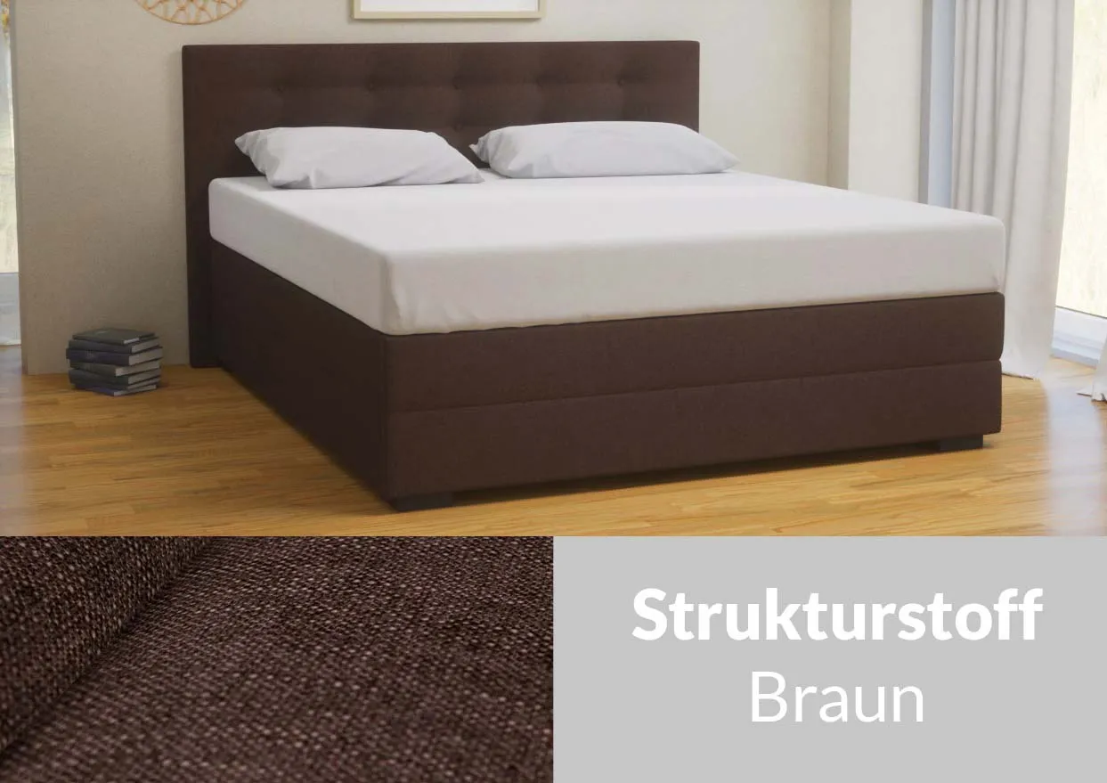 Wasserbett Kaufen Boxspring Optik Frankfurt Strukturstoff Braun  1