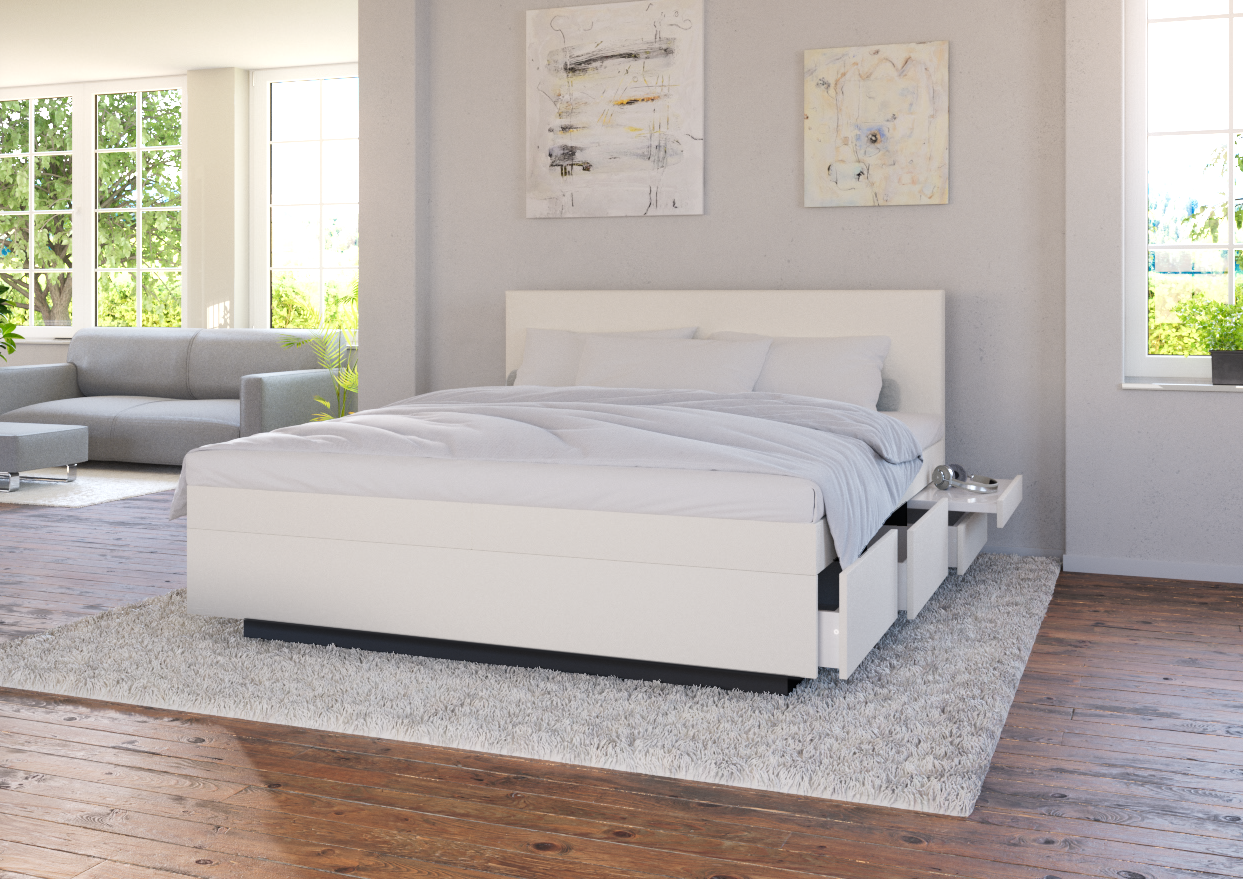 Wasserbett Kaufen In Boxspring Mit Schubladen Idstein  Feinstoff 1 Cream