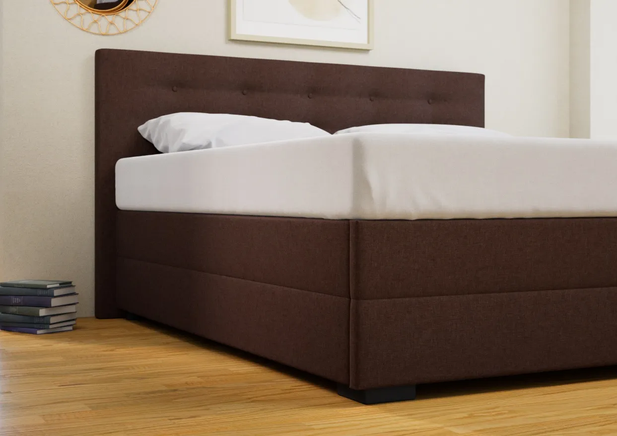 Wasserbett Kaufen Boxspring Optik Frankfurt Strukturstoff Braun  2